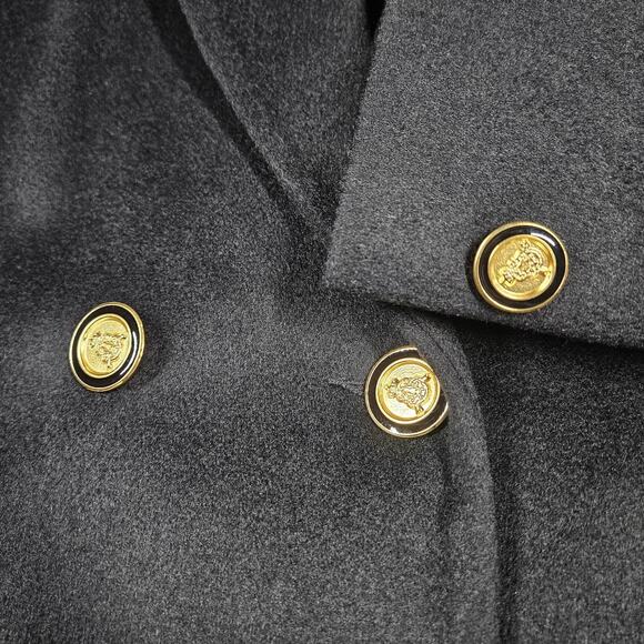 Worthington Overcoat Womens 12 Petite Wool Blend Black Double Breasted Trench - Picture 3 of 16